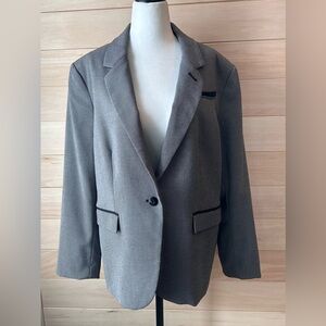 Le Chateau Blazer Grey/Black Size XL single-button front closure houndstooth